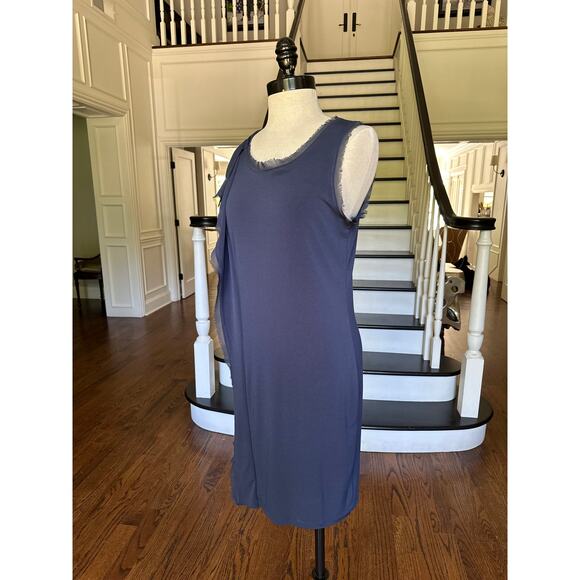 VeraWang Blue Tank Dress ChiffonTrim Fall Spring Summer Office Church Minimalist - Picture 5 of 14